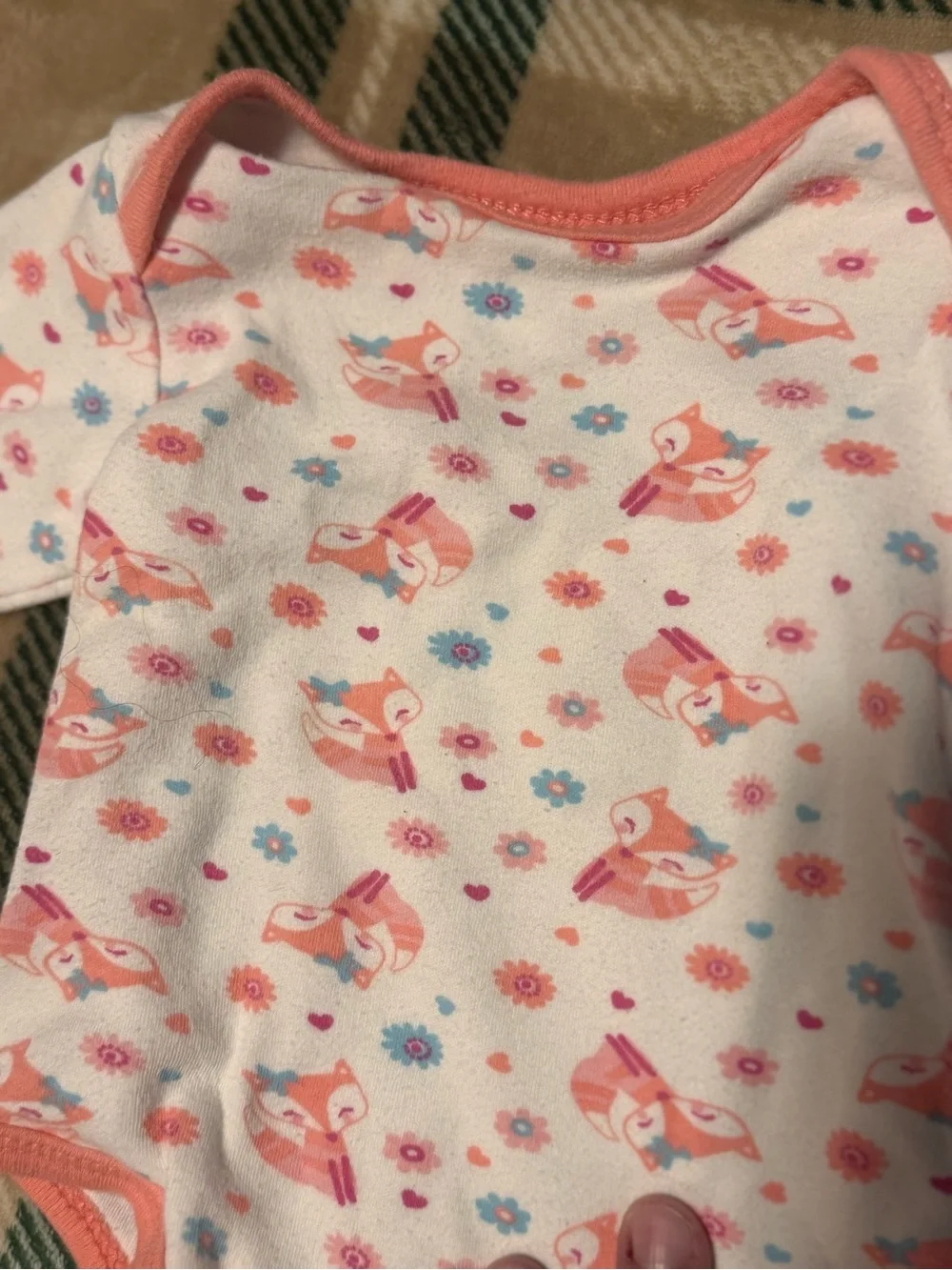 Pink Floral Fox Long-Sleeve Baby Bodysuit